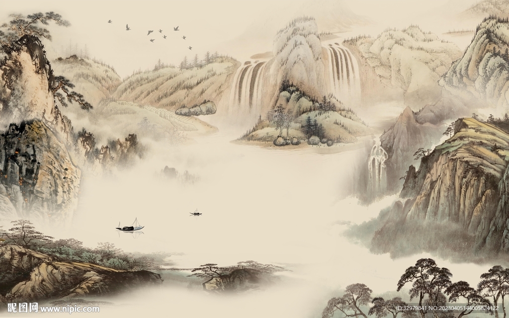 古风 简奢中式山水 tif分层