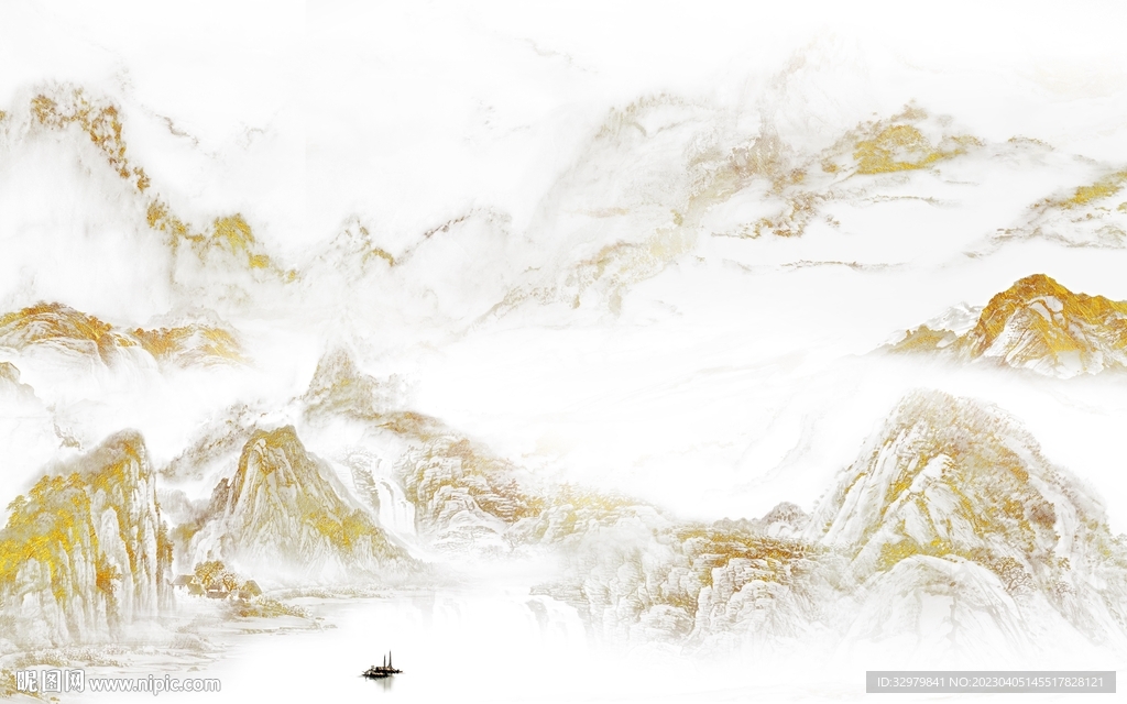 新款 简奢中式山水 tif分层