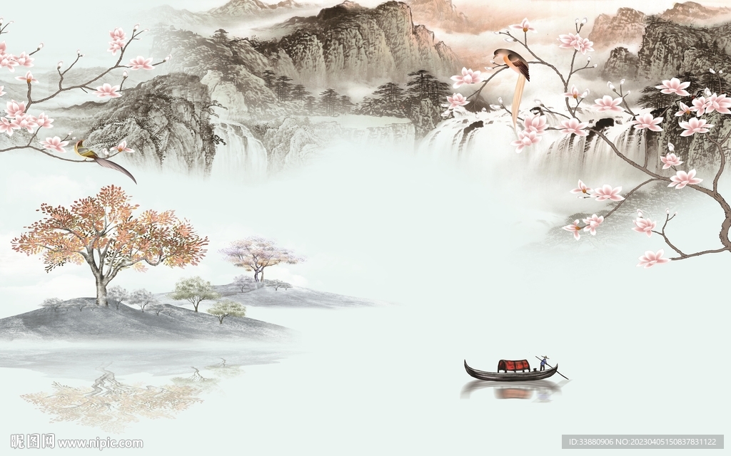 爆款 客厅意境山水 Tif分层