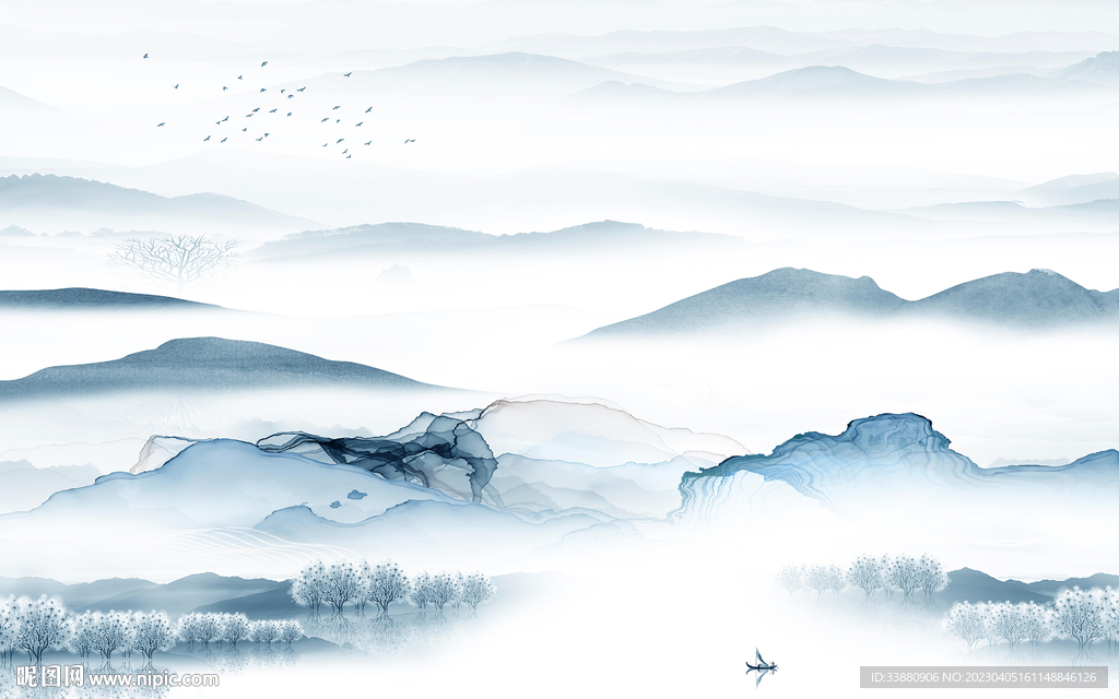 高档 客厅意境山水 Tif分层