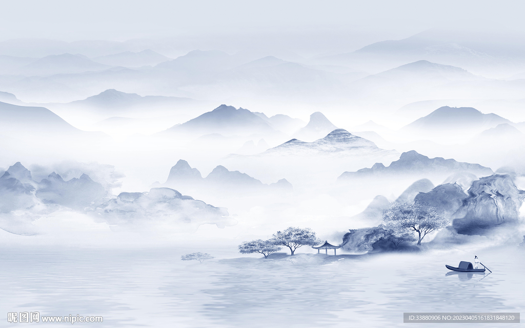 大气 客厅意境山水 Tif分层