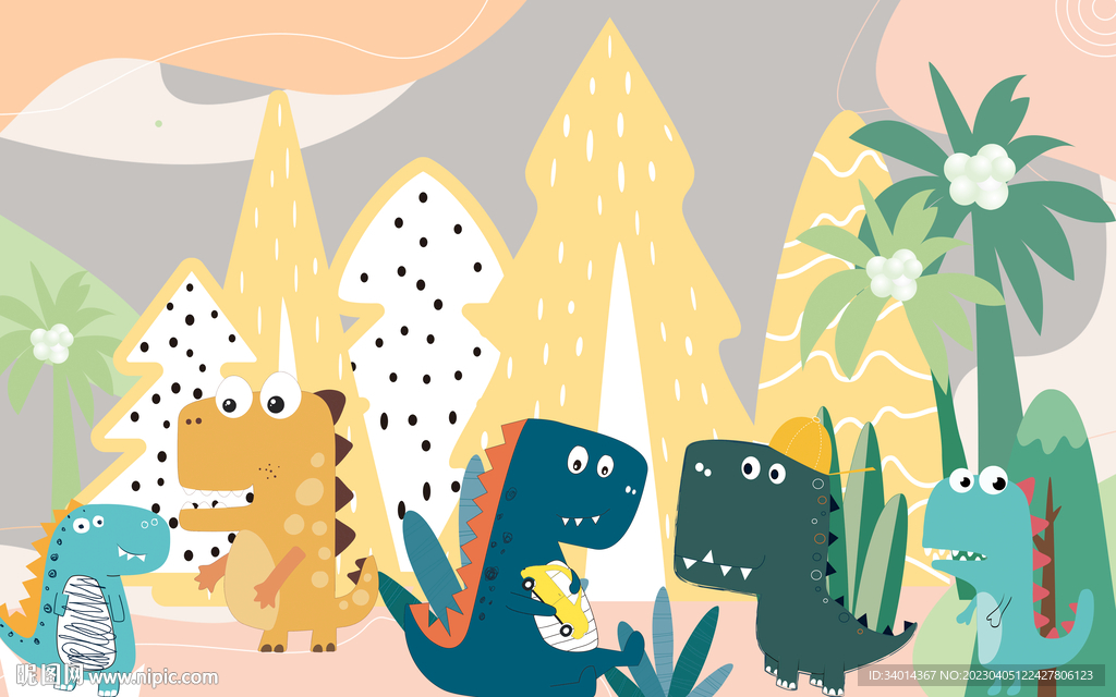 卡通恐龙背景墙