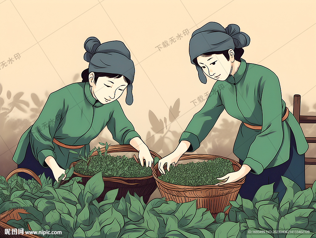 采茶人物插画
