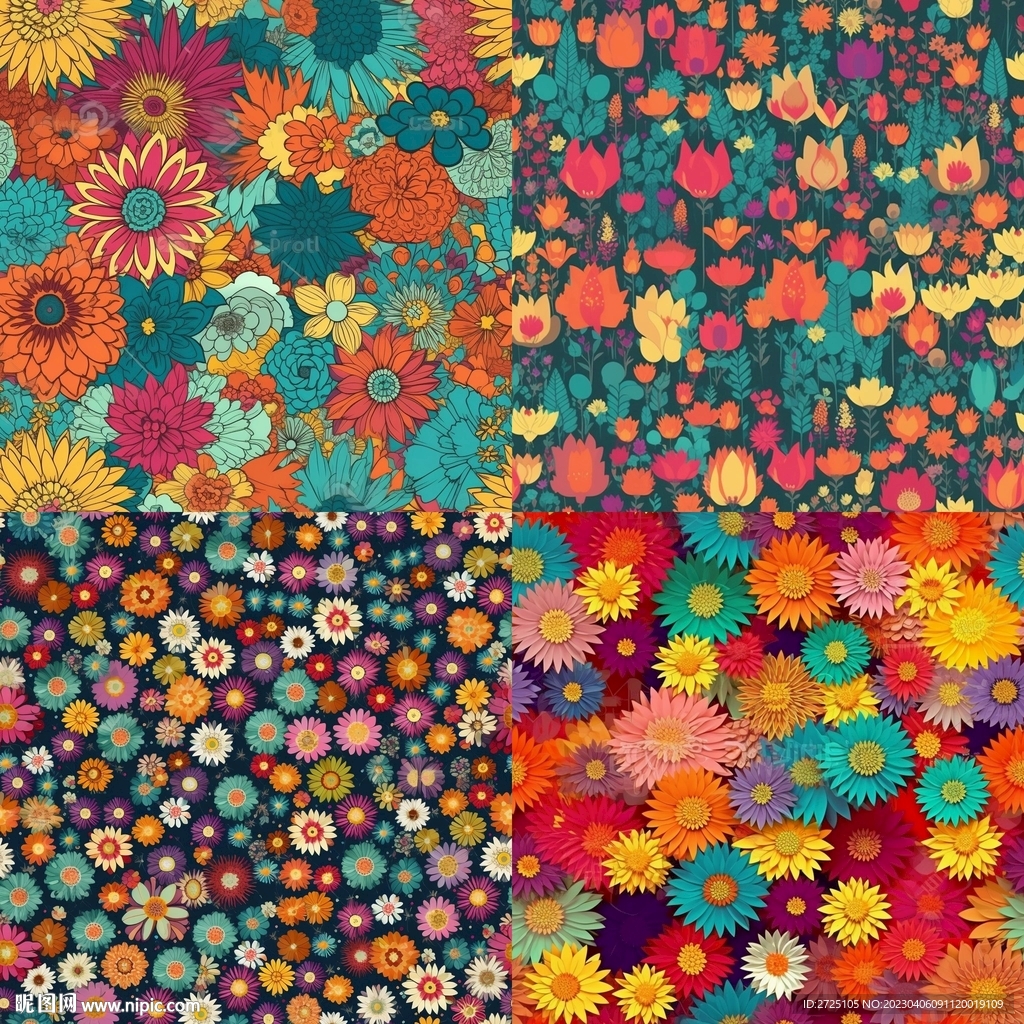 水彩花 手绘花 油画花 真丝印