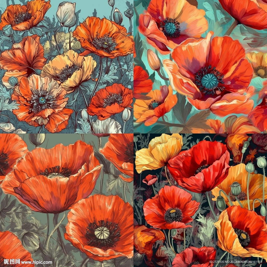 水彩花 手绘花 油画花 真丝印