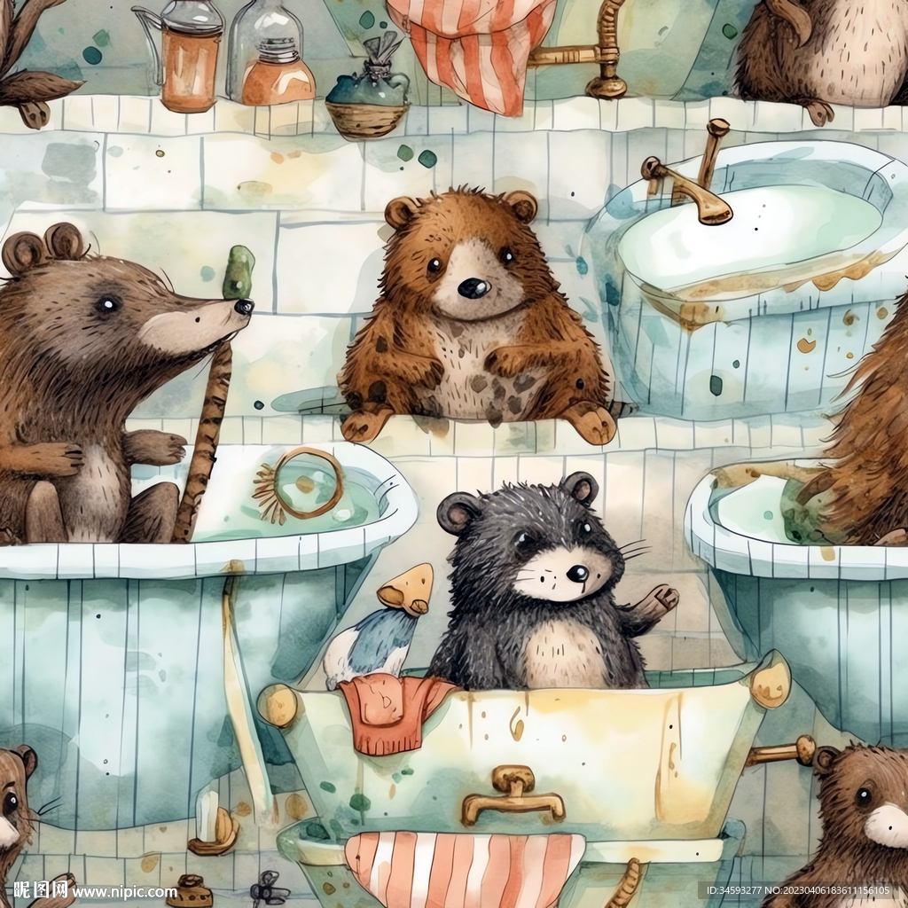 小动物花型图案