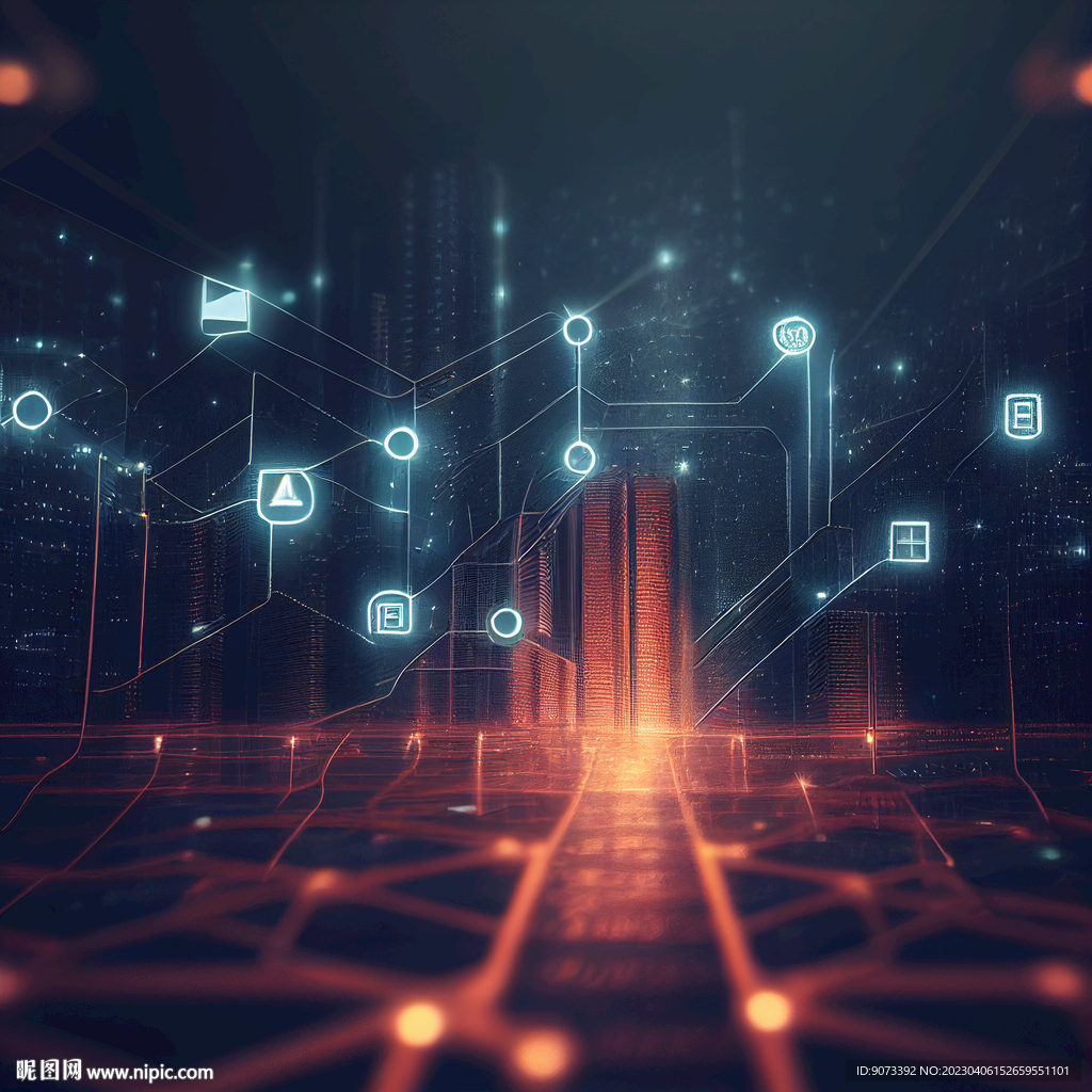 智慧城市人工智能科技数字网络图