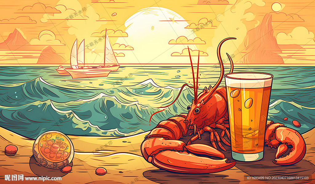小龙虾背景装饰画