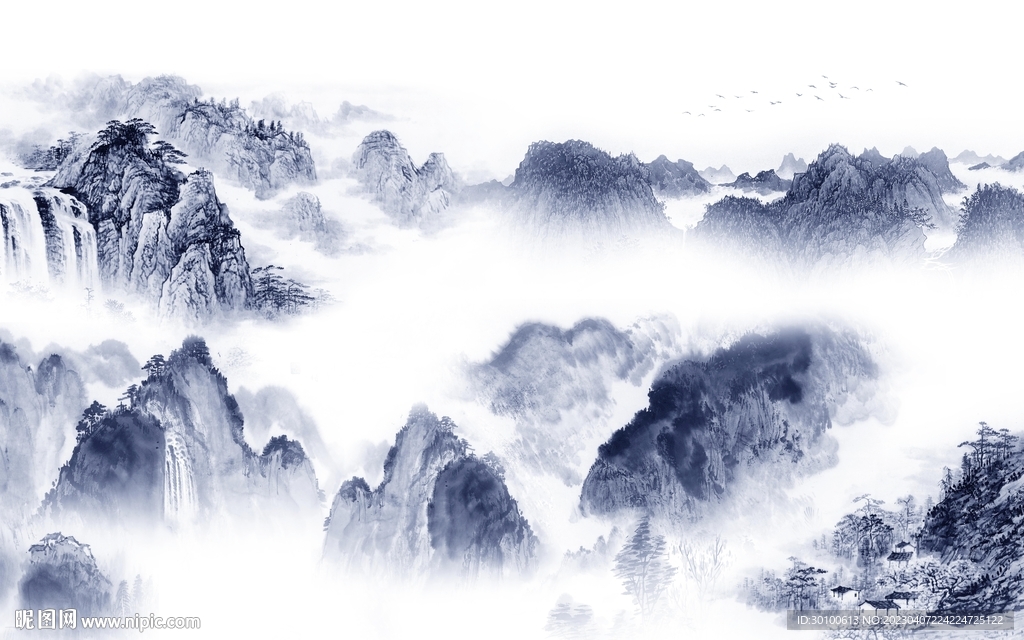 客厅 简约电视山水 Tif分层