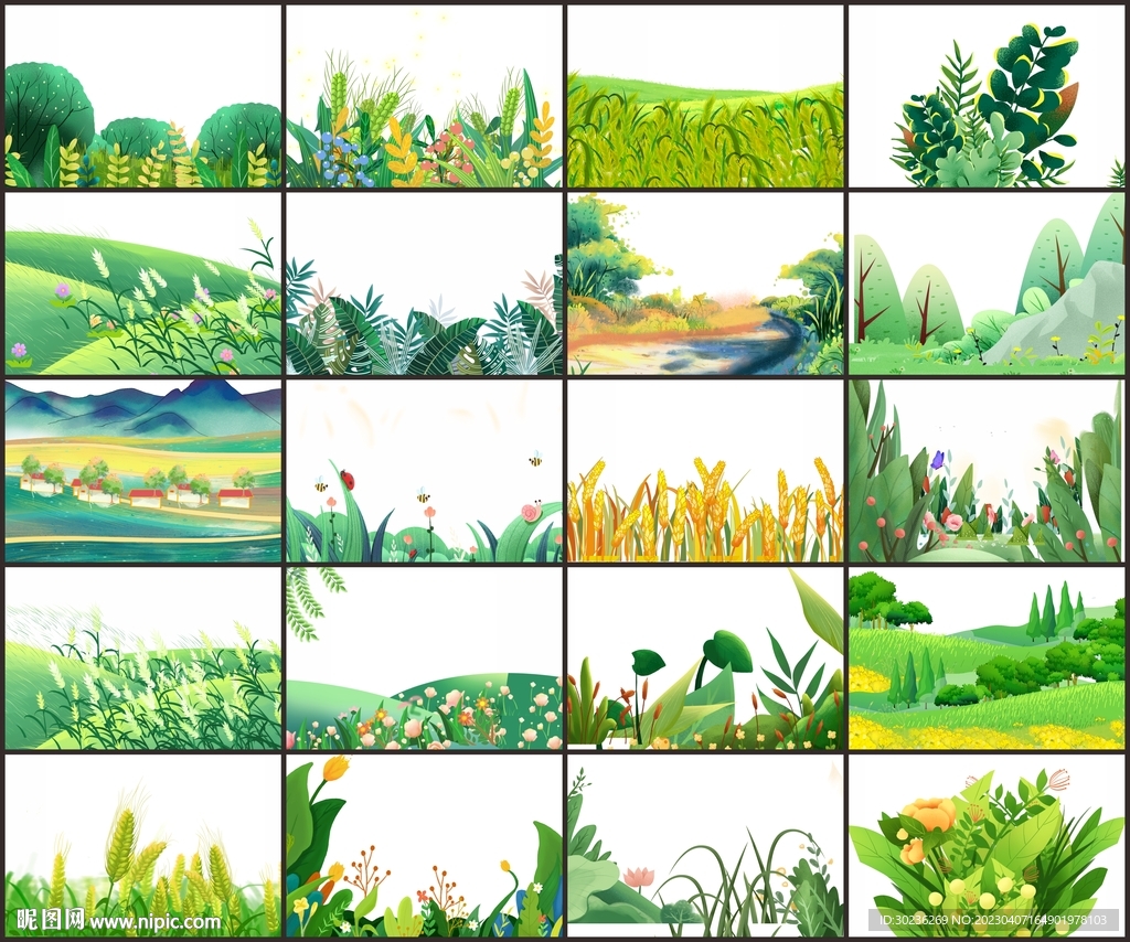 植物树叶花麦穗素材