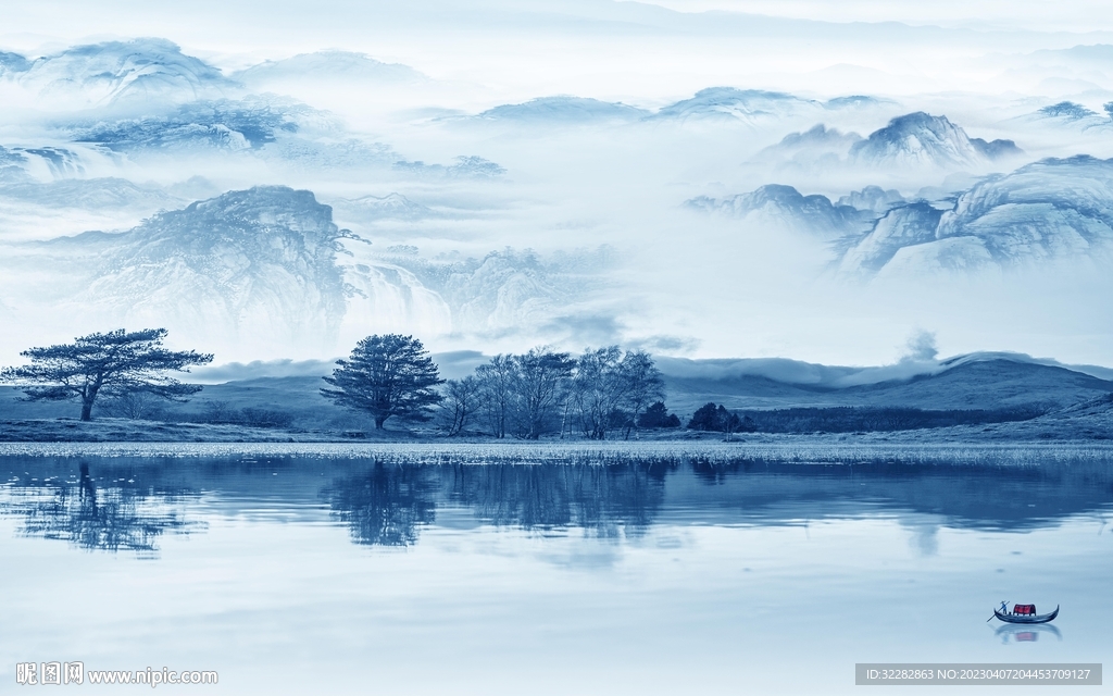 高端 电视背景山水 tIF分层