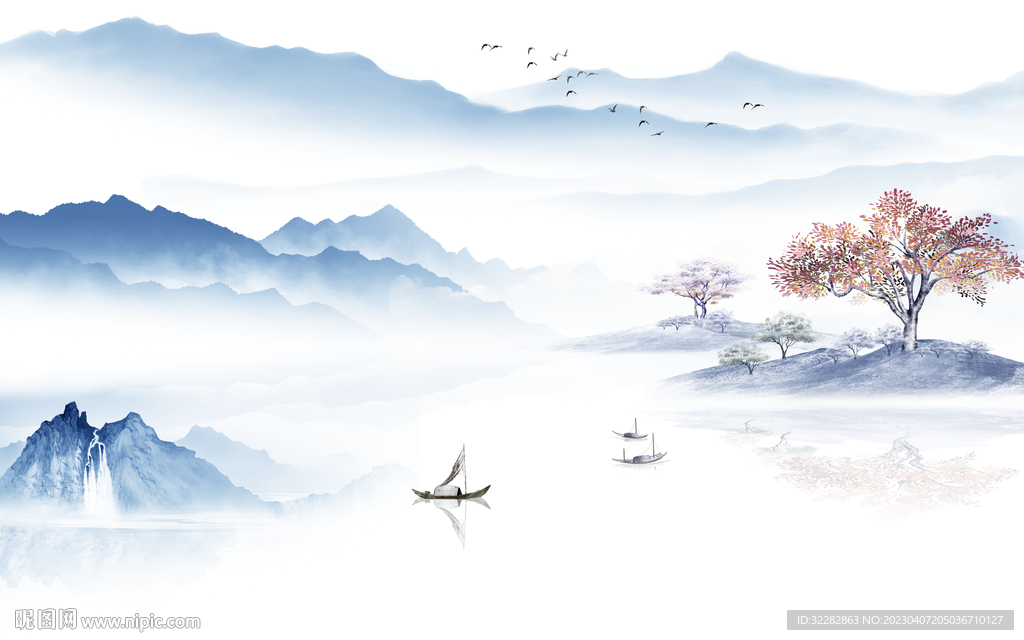 高清 电视背景山水 tIF分层