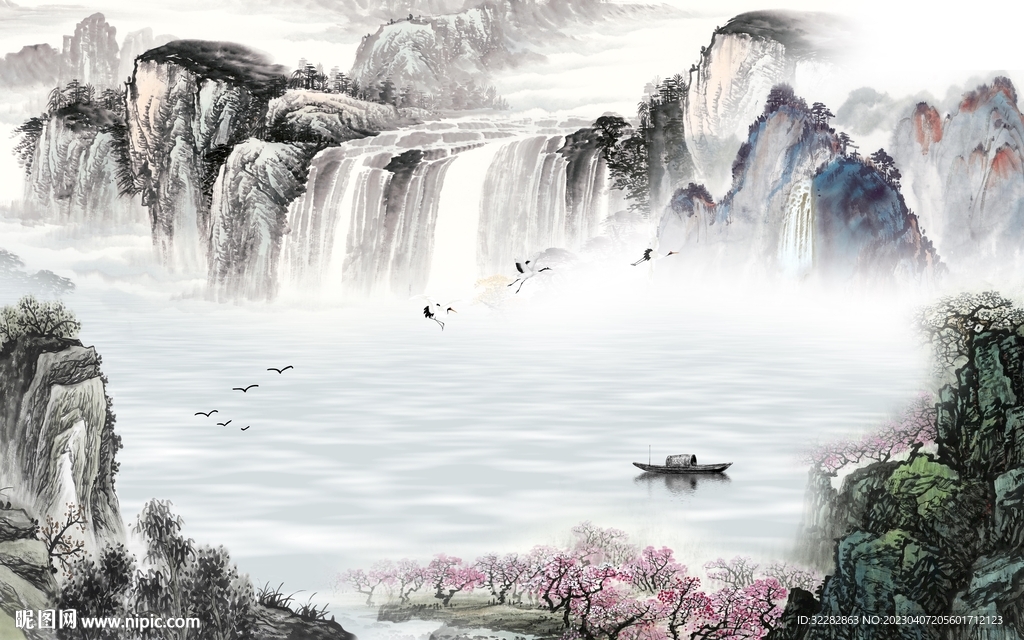 现代 电视背景山水 tIF分层