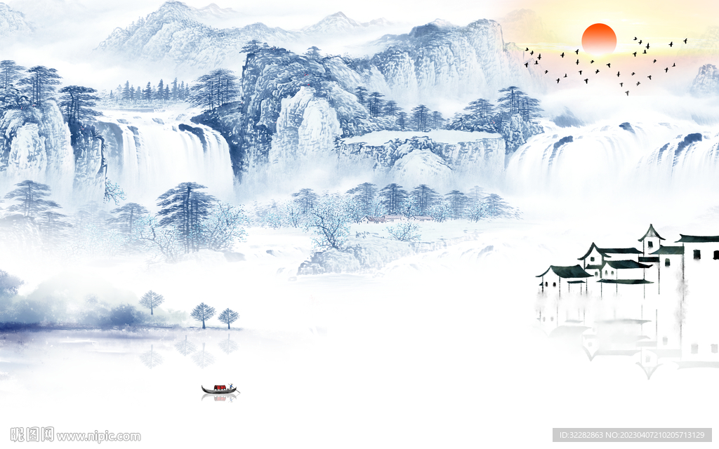 最新 电视背景山水 tIF分层