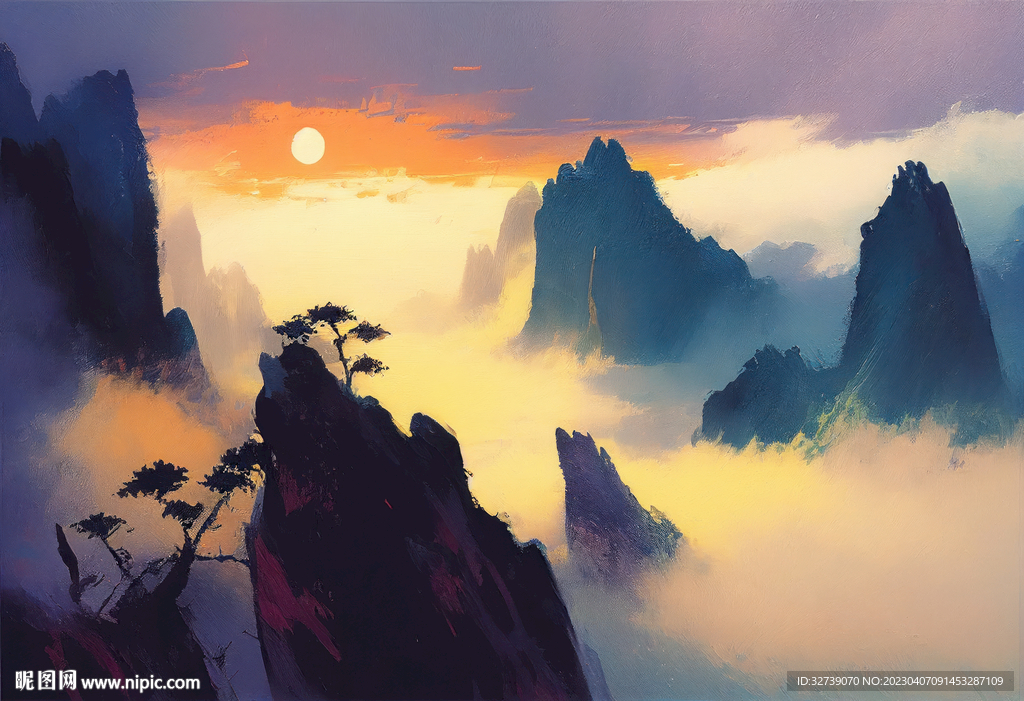 当代油画 黄山日出