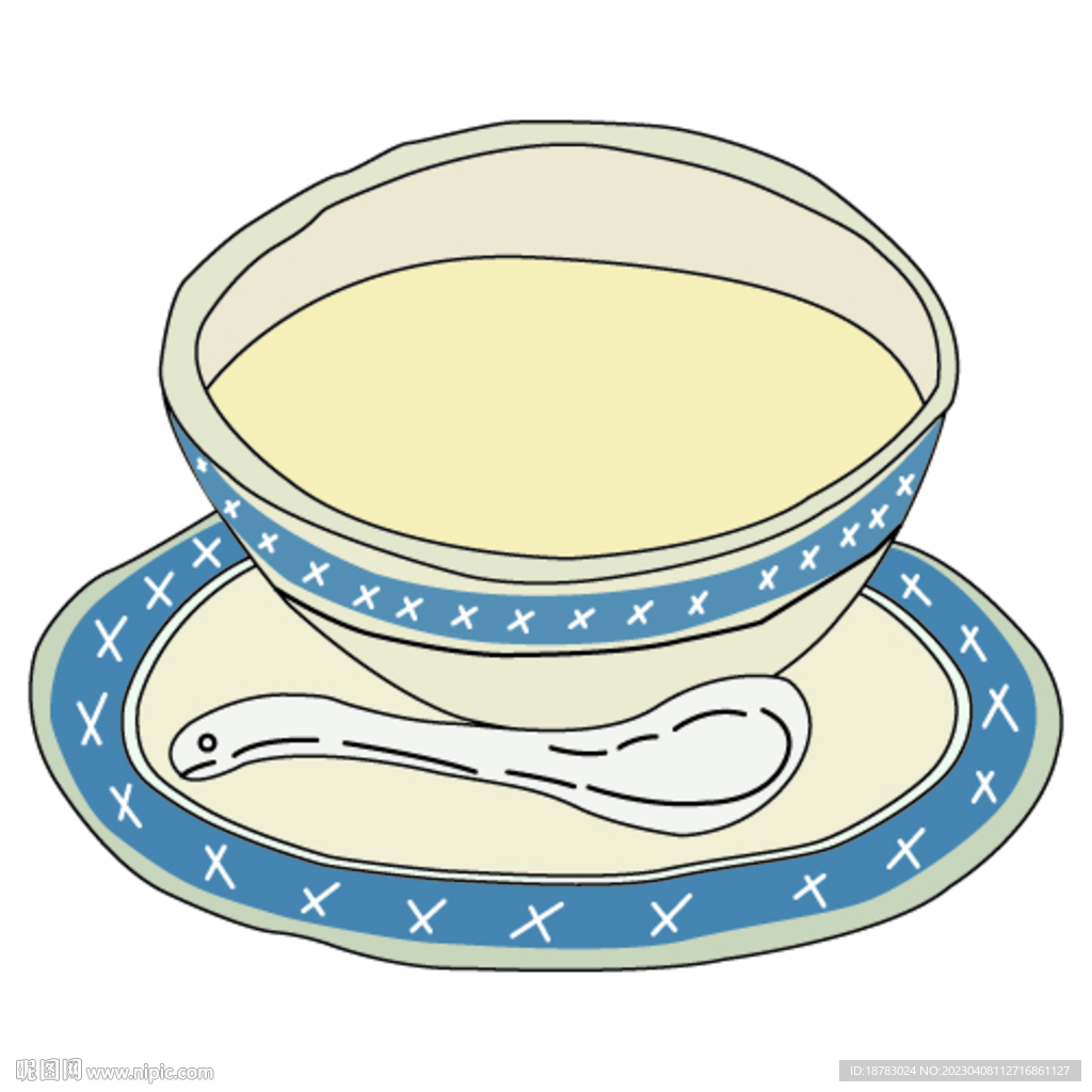 手绘顺德双皮奶卡通插画