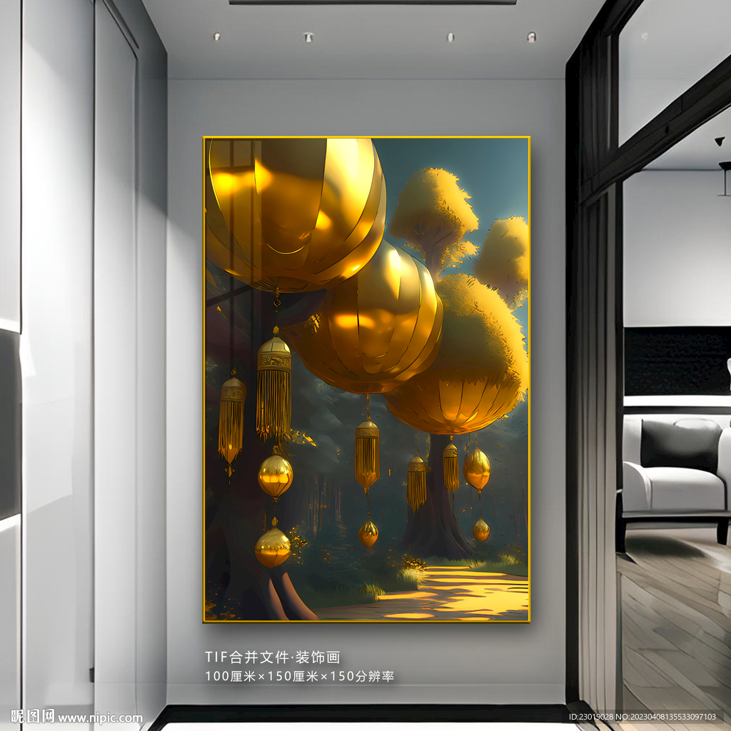 玄关灯笼装饰画