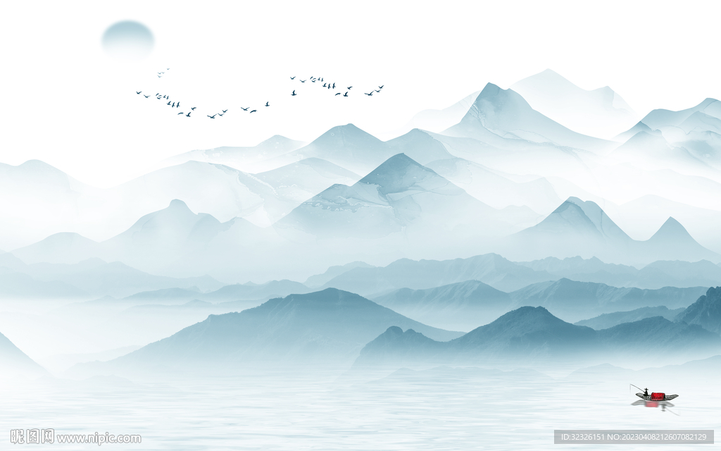 新品 简约背景山水 tif分层