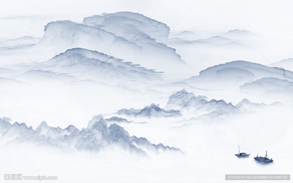 高端 简约背景山水 tif分层