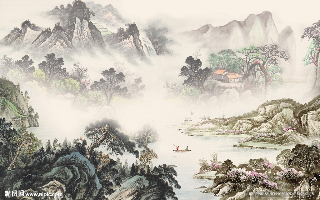 客厅 简约别墅山水 TIF分层