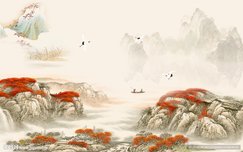 新款 简约别墅山水 TIF分层