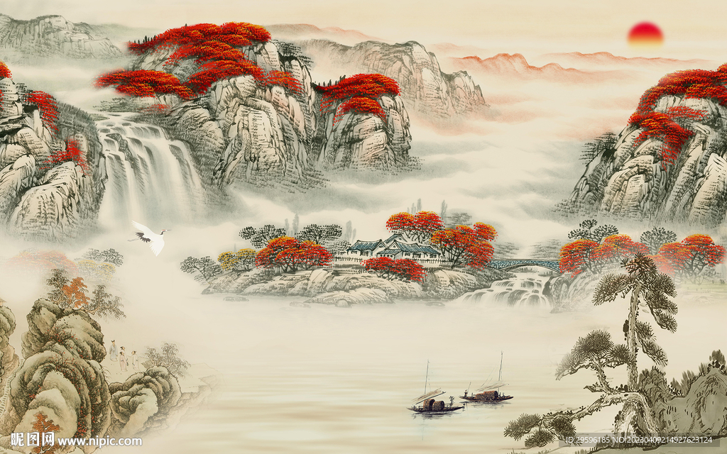 高清 简约别墅山水 TIF分层