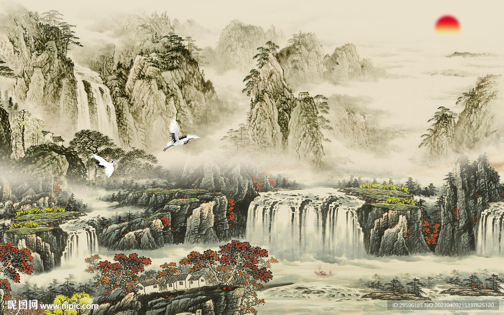 现代 简约别墅山水 TIF分层