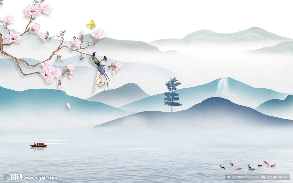 新品 简约别墅山水 TIF分层