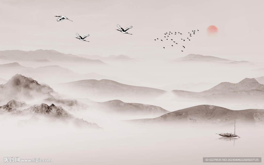 新款 山水客厅背景 TiF分层