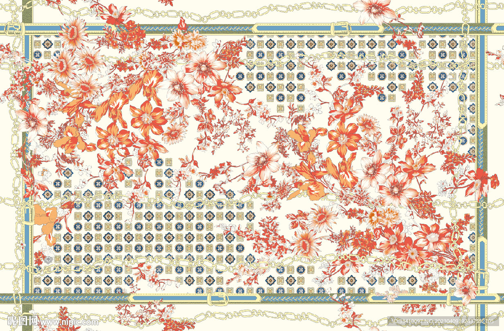 手绘花 方巾女装 大牌