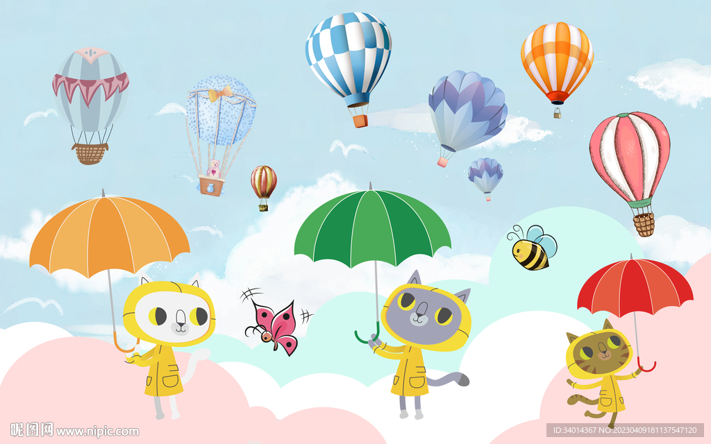 卡通儿童房背景墙