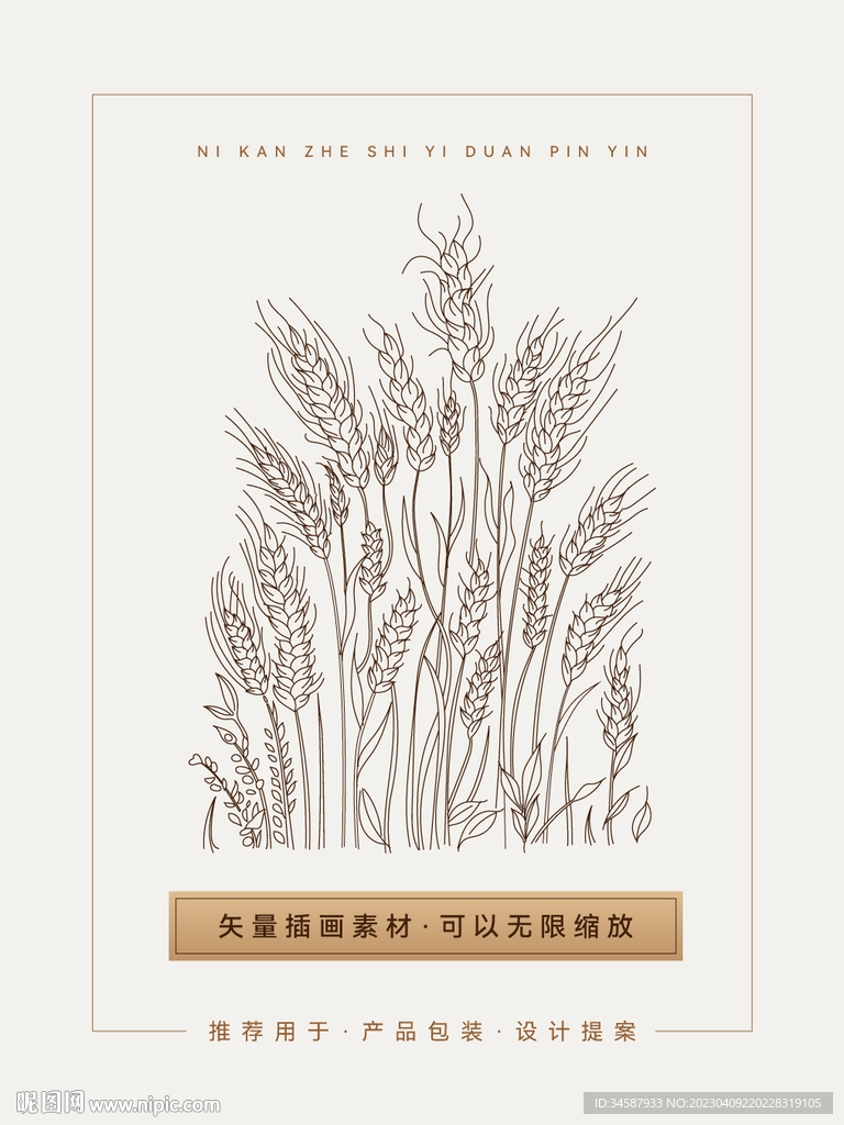 高品质矢量麦穗麦子插画