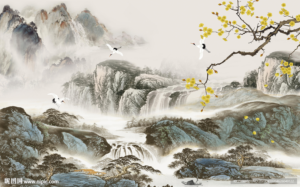 高清 客厅新款山水 TIF分层