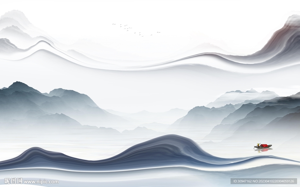 现代 高端画山水图 tIf分层