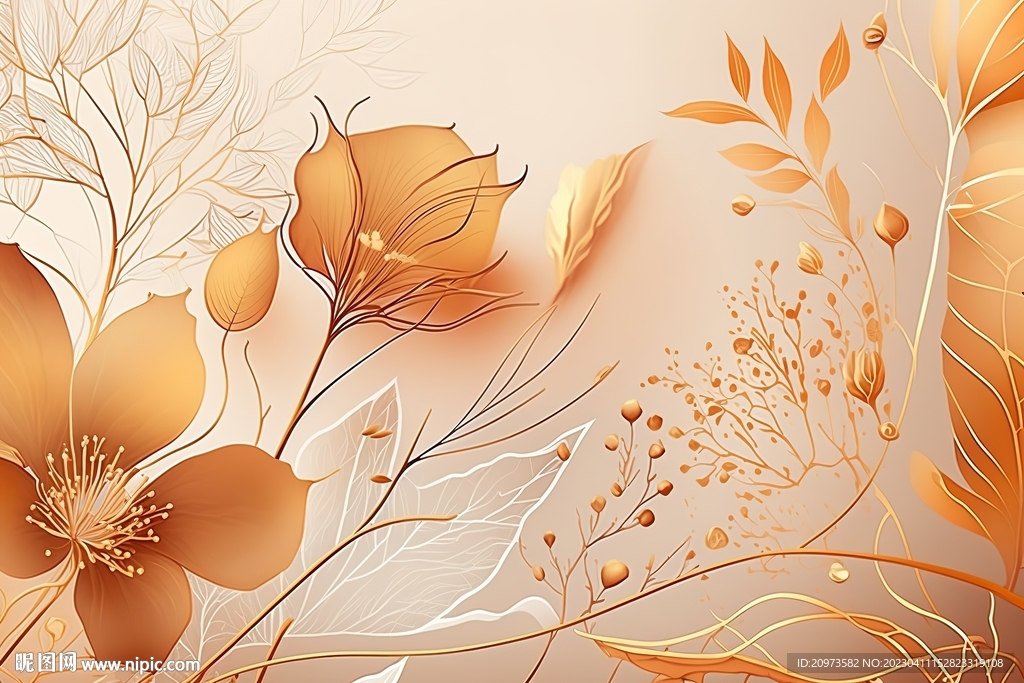 新中式 金色荷花电视背景墙