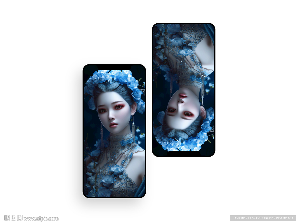 手机壁纸  插画  花神