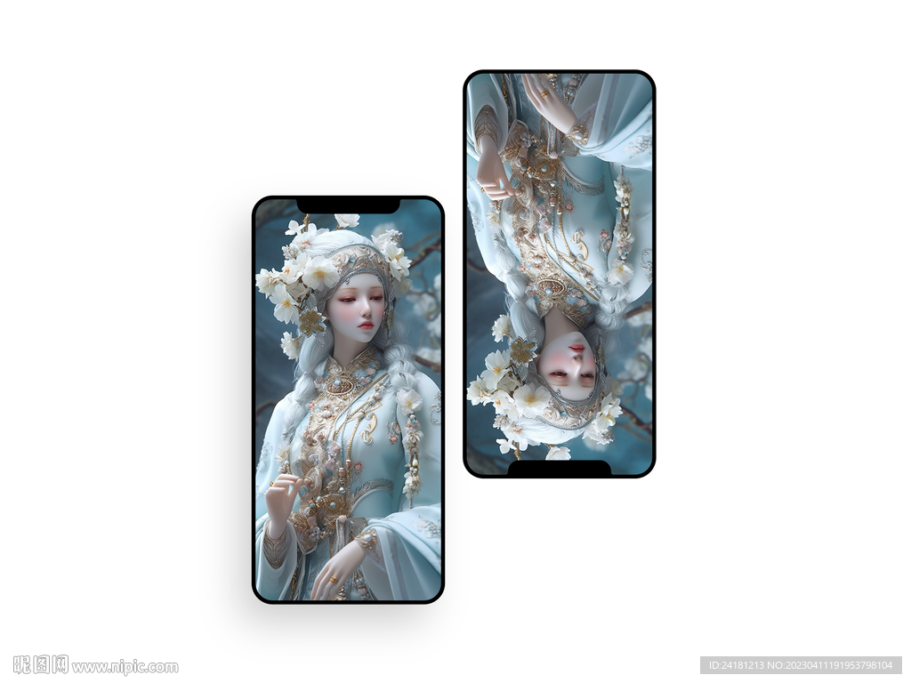 手机壁纸  插画  花神