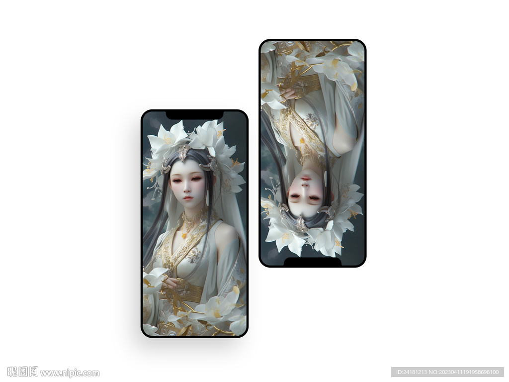 手机壁纸  插画  花神