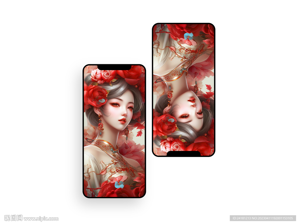 手机壁纸  插画  花神