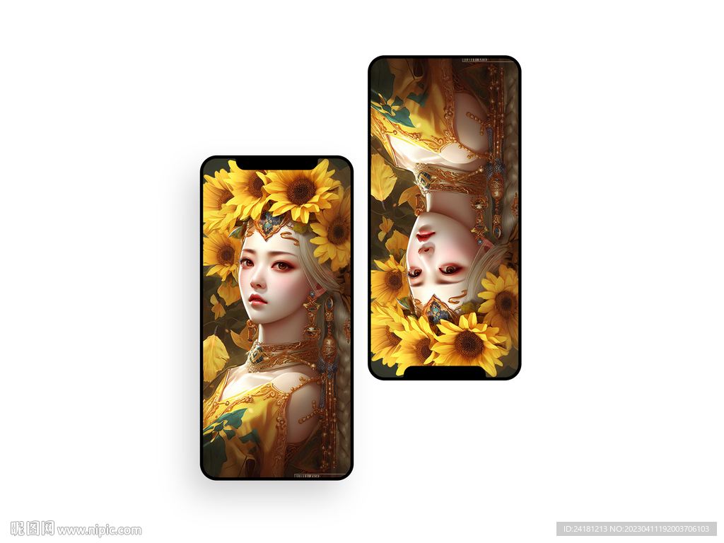 手机壁纸  插画   花神