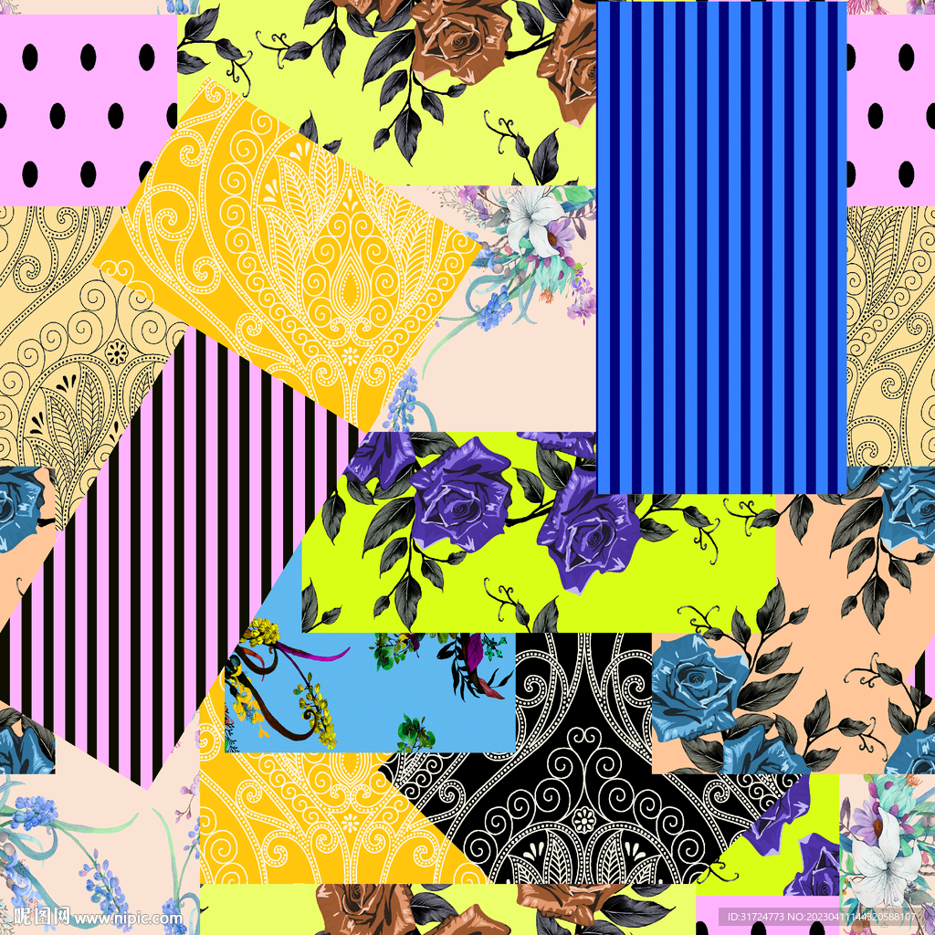 大牌  拼接   花朵   圆