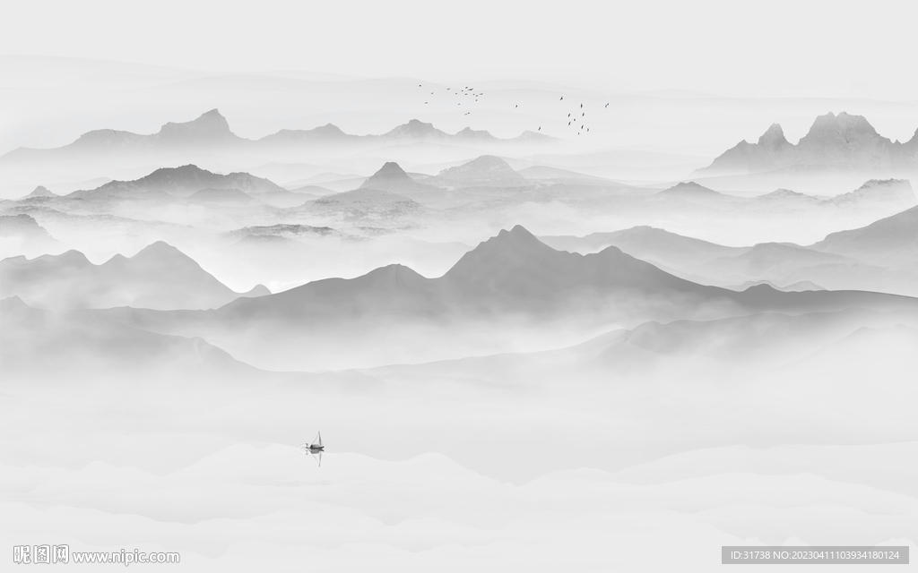 意境水墨山水画