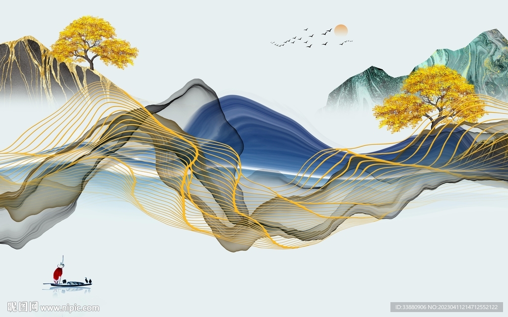 高端 现代新款山水 Tif分层