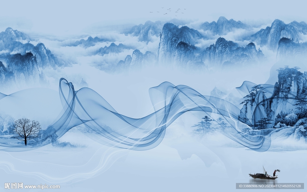 新品 现代新款山水 Tif分层