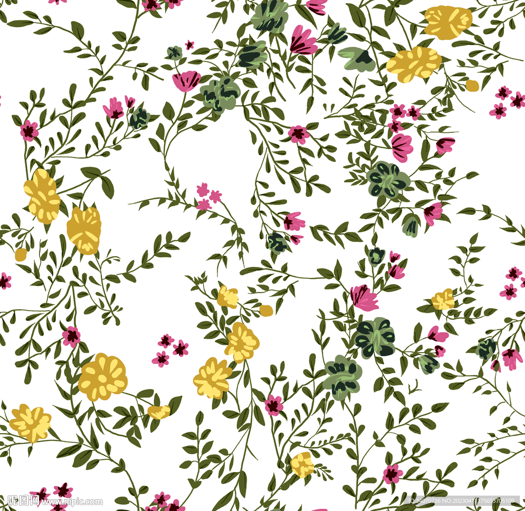 数码印花  手绘花