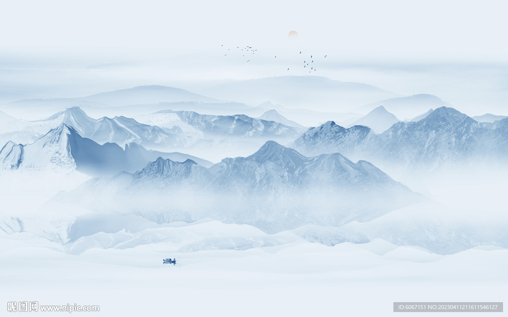 新中式水墨山水画背景墙