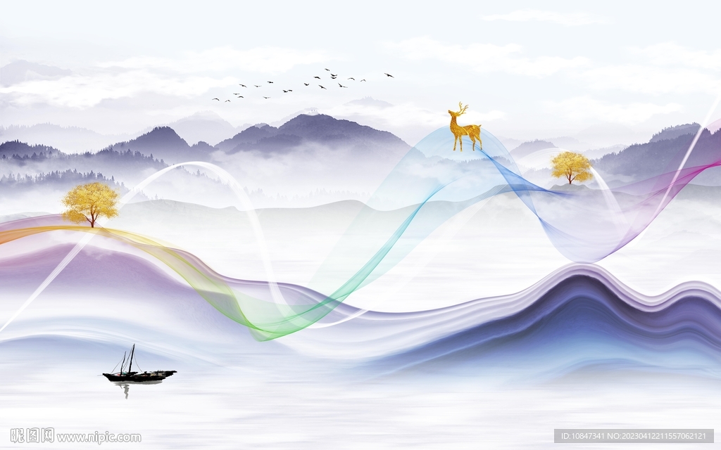 现代 高档新款山水 TIf分层