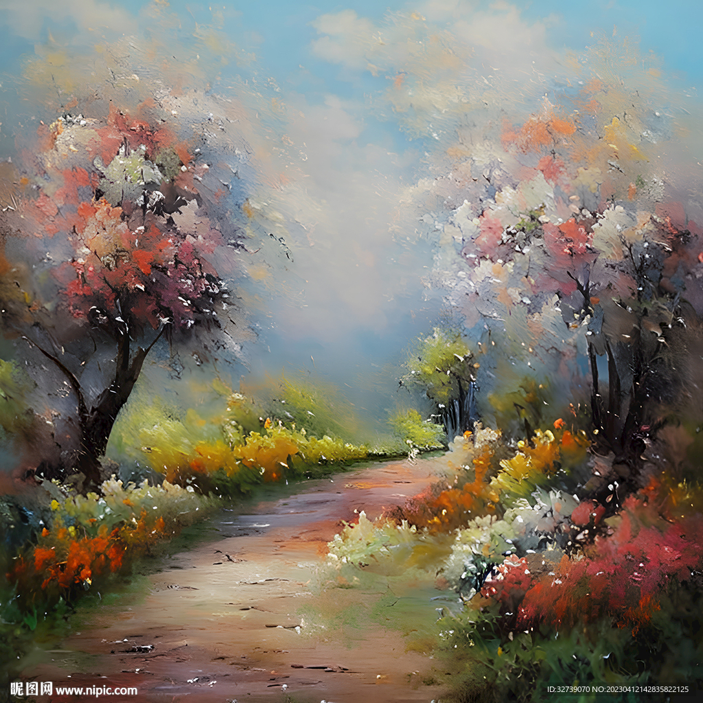 当代油画 花瓣雨