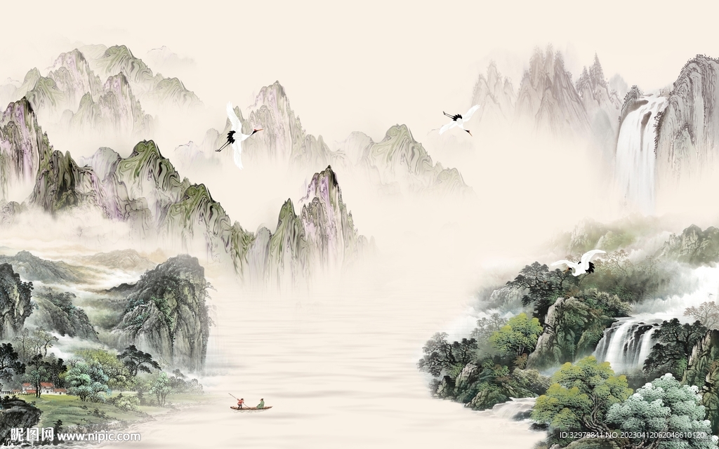 客厅 高端意境山水 tif分层