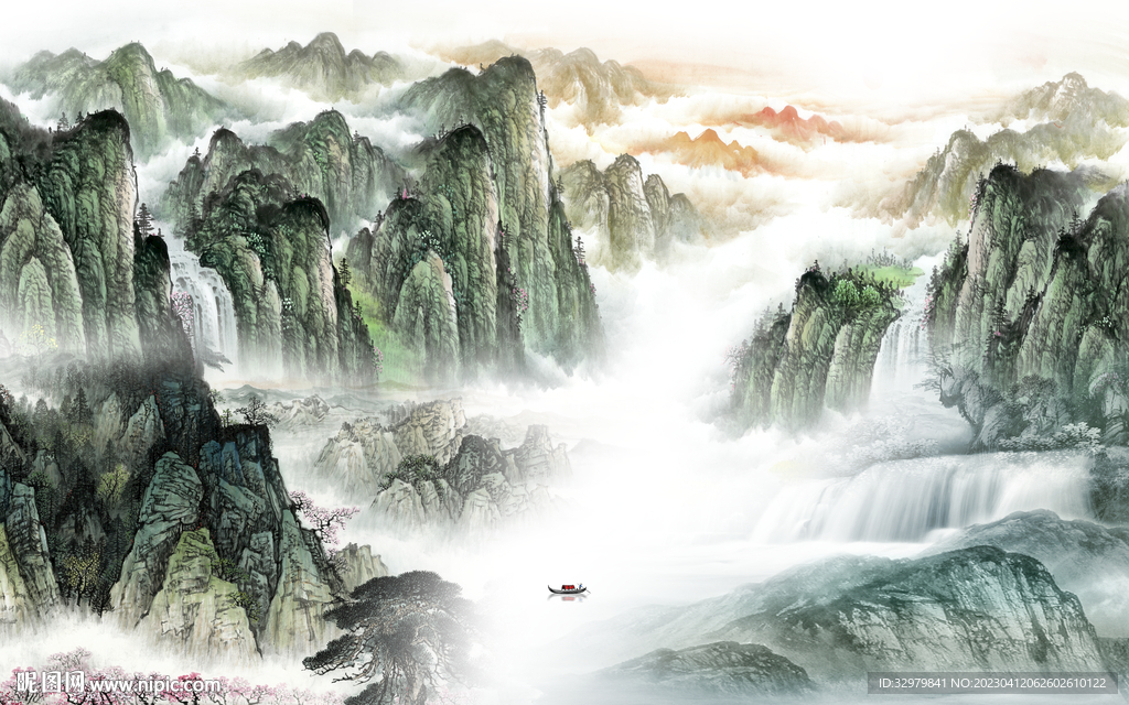 简约 高端意境山水 tif分层